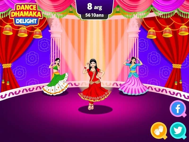 Dance Dhamaka Delight game screenshot featuring colorful dance stages